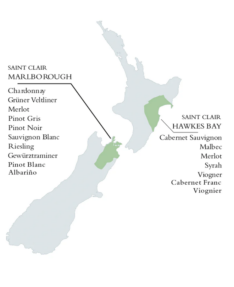 wine region map from Saint Clair vineyard website